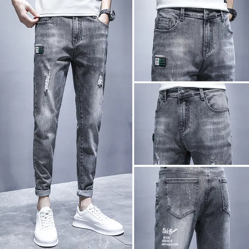 Men Slim-fit Ripped Jeans Spring Autumn Casual Leg Pants - Image 11