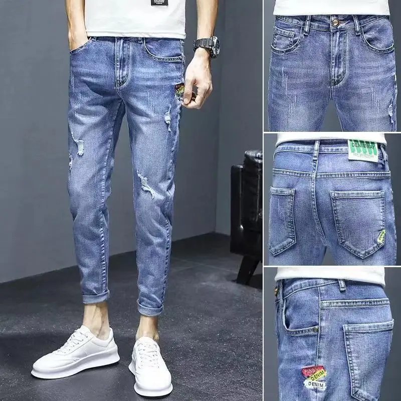 Men Slim-fit Ripped Jeans Spring Autumn Casual Leg Pants - Image 13