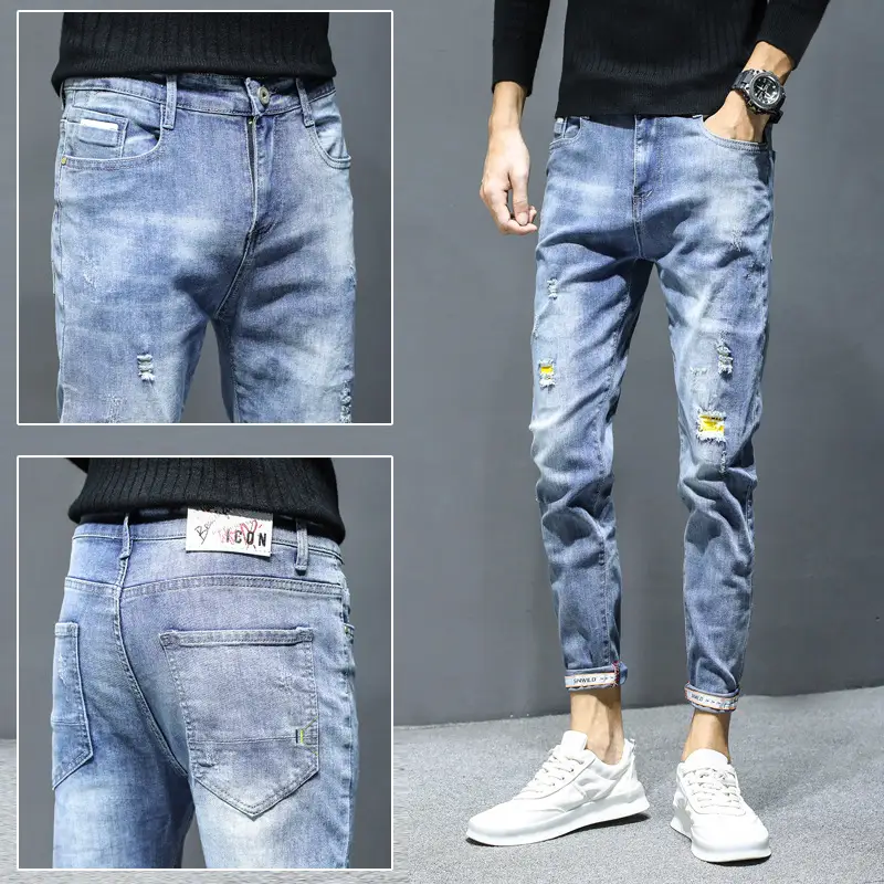Men Slim-fit Ripped Jeans Spring Autumn Casual Leg Pants - Image 16