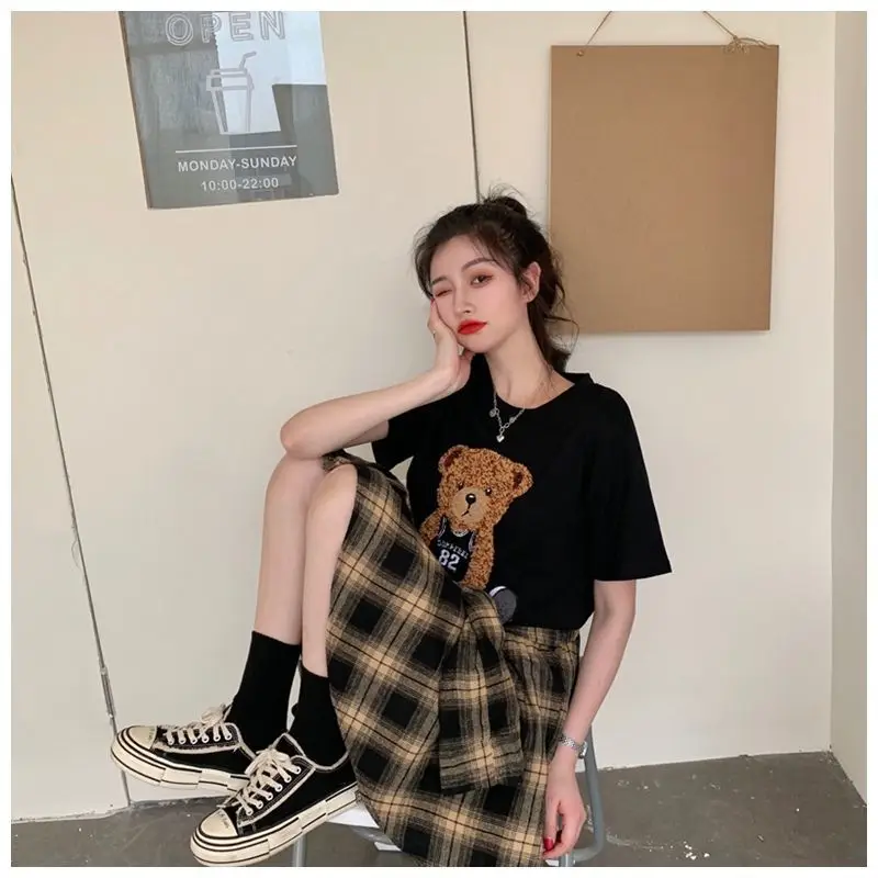 Women Plaid Ruffled Skirt T-Shirt Set Summer — feature 10