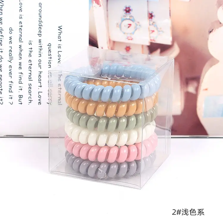 Korean Style Hair Rings 6 Pack Wash & Wear Rubber Ponytail - Image 2