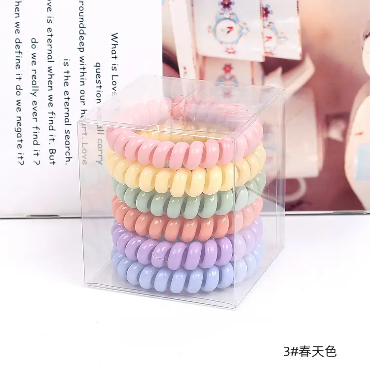 Korean Style Hair Rings 6 Pack Wash & Wear Rubber Ponytail - Image 3