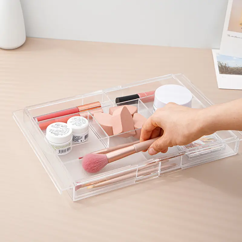 Transparent Retractable Makeup Storage Rack for Desk - Image 3