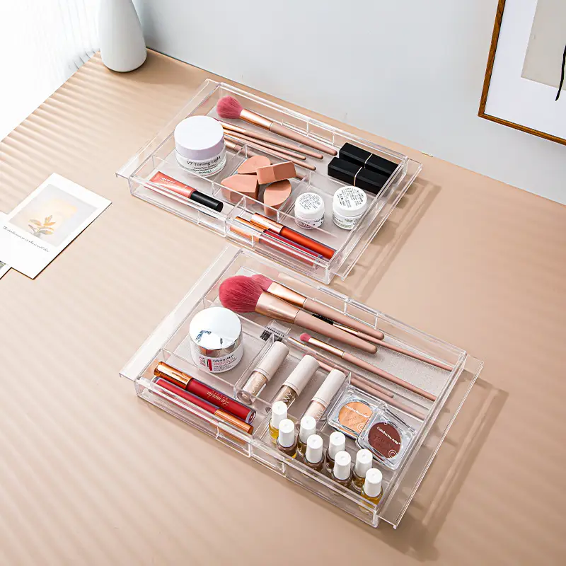 Transparent Retractable Makeup Storage Rack for Desk - Image 4