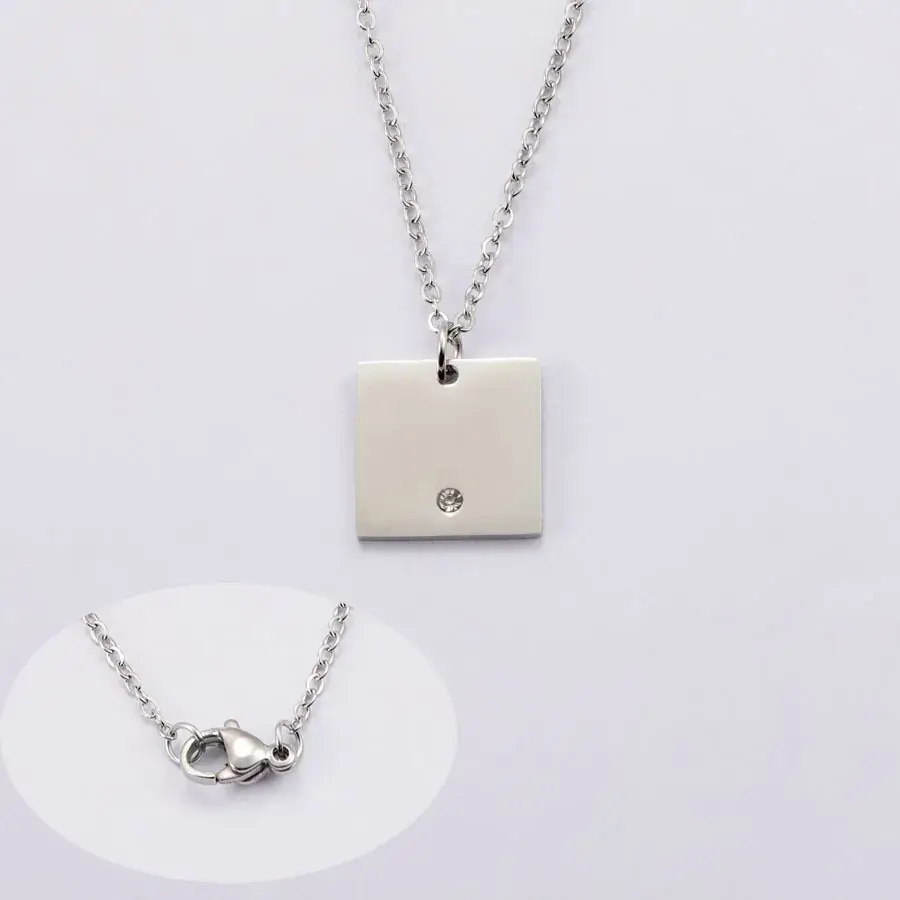 Gold Mirror Necklace with Geometric Round Drill Laser Logo