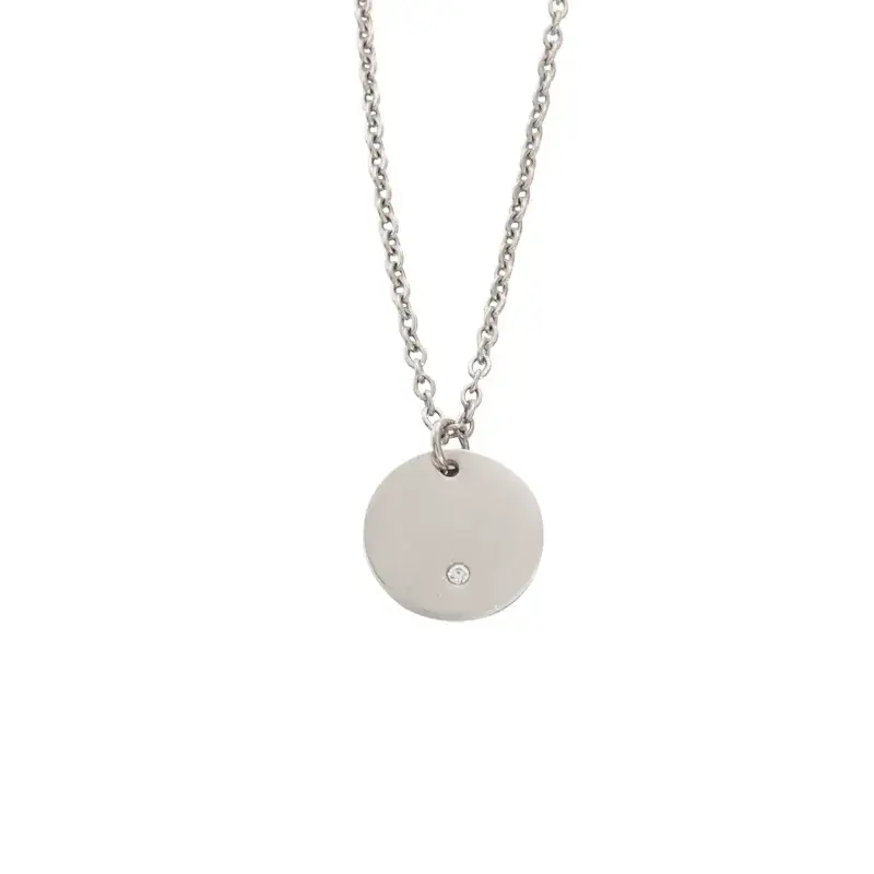 Gold Mirror Necklace with Geometric Round Drill Laser Logo