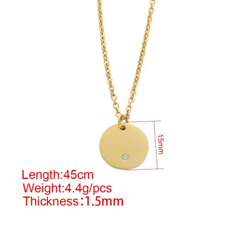 Gold Mirror Necklace with Geometric Round Drill Laser Logo