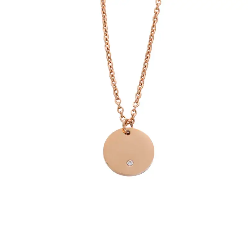 Gold Mirror Necklace with Geometric Round Drill Laser Logo