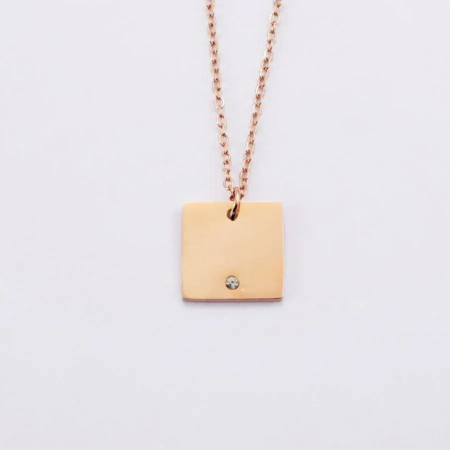 Gold Mirror Necklace with Geometric Round Drill Laser Logo