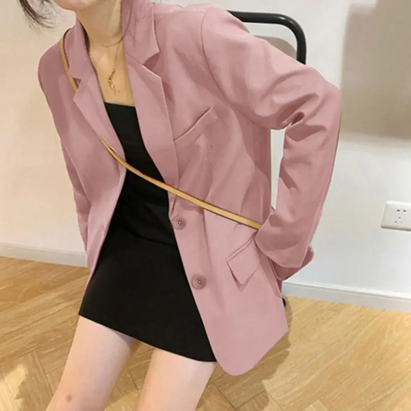 Women's Pink Blazer 2026 Spring Autumn Korean Style Loose Fit - Image 6