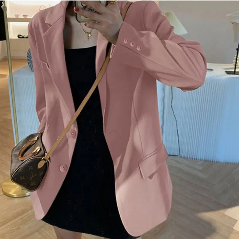 Women's Pink Blazer 2026 Spring Autumn Korean Style Loose Fit - Image 7