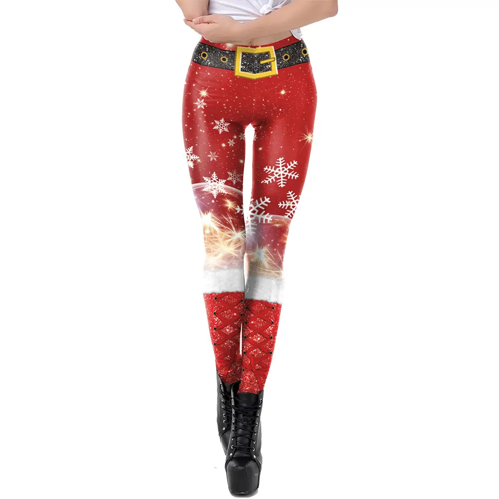Christmas Red Sparkly Leggings for Women
