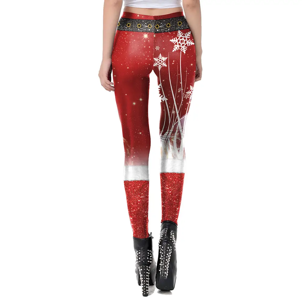 Christmas Red Sparkly Leggings for Women