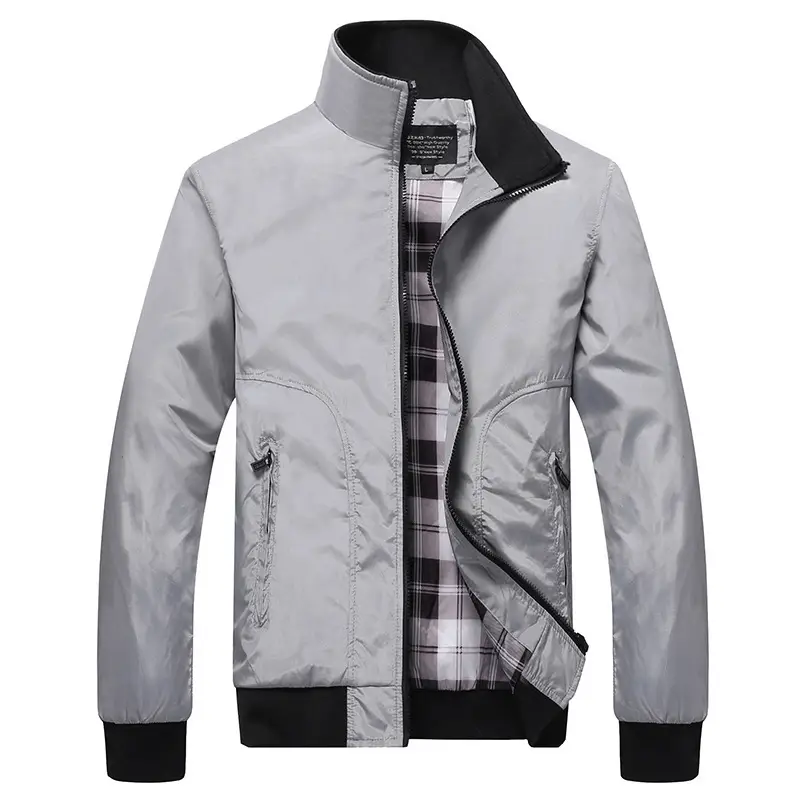 Men's Grey Bomber Jacket 2021 Winter Warm - Image 7