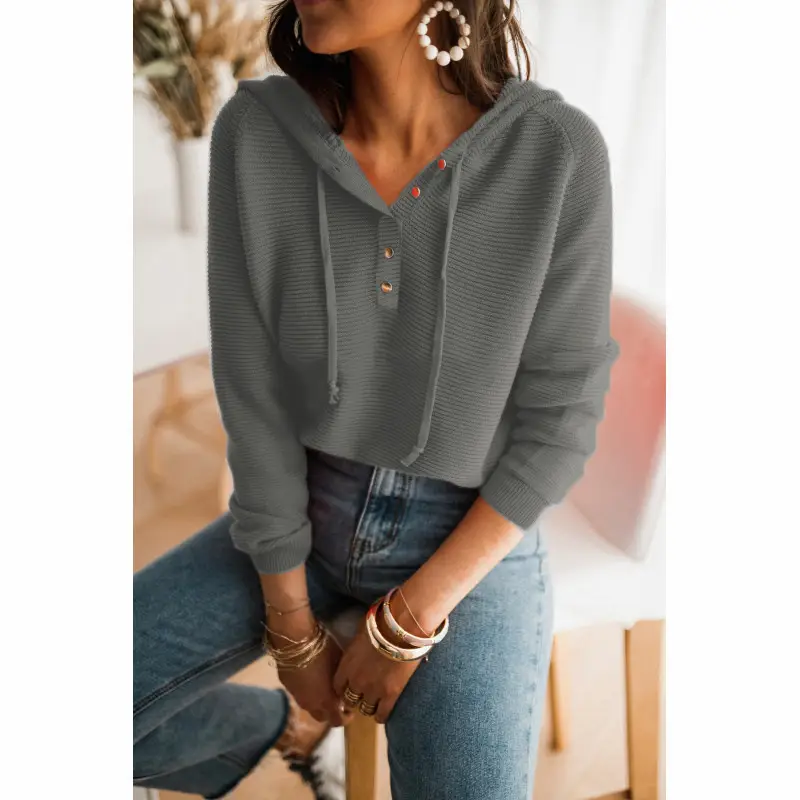 2022 Red Knit Hooded Sweatshirt Women - Image 3