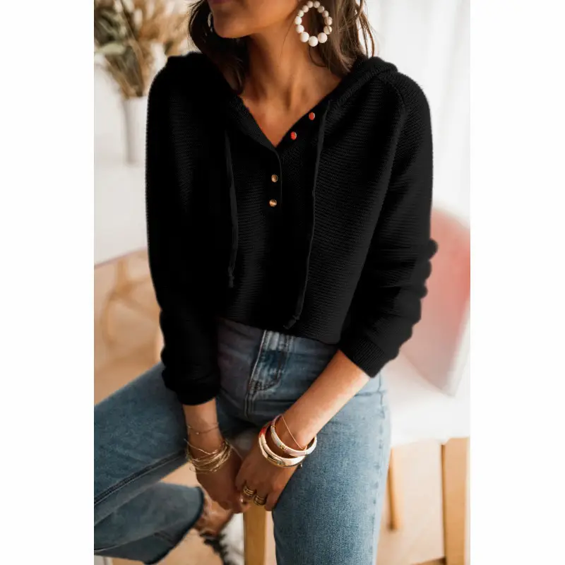 2022 Red Knit Hooded Sweatshirt Women - Image 4