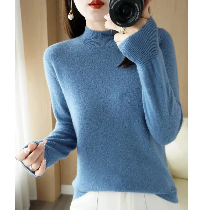 Women's Wool Half Turtleneck Blonnet 2025 Winter - Image 12