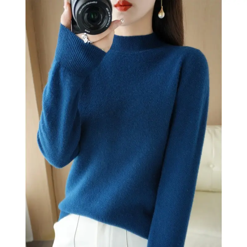 Women's Wool Half Turtleneck Blonnet 2025 Winter - Image 13