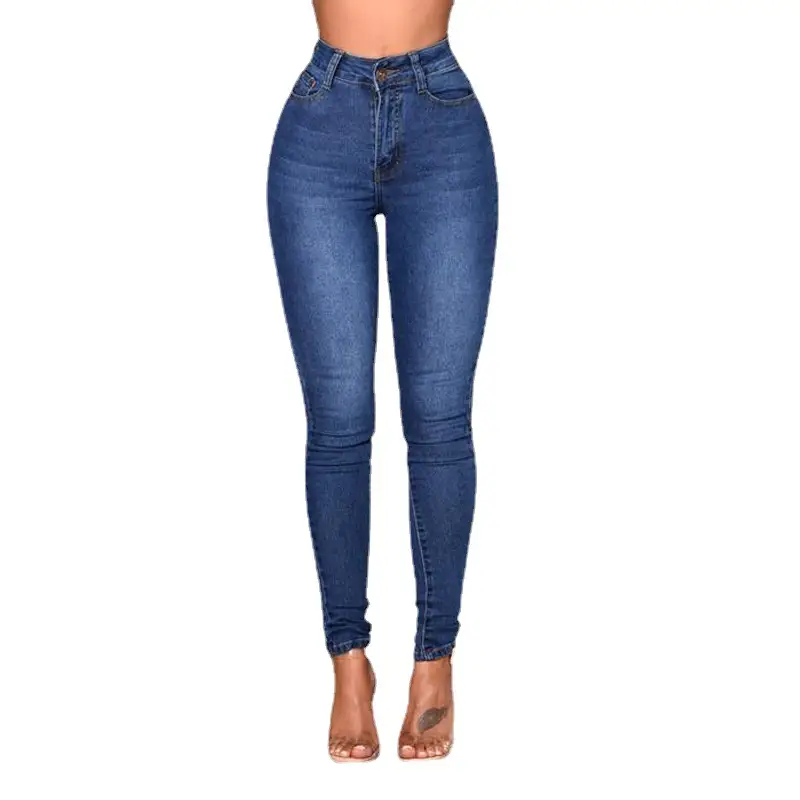 Ladies Slim Fit High Stretch Blue Jeans Pencil Pants - Image 9