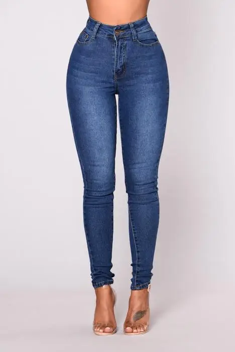 Ladies Slim Fit High Stretch Blue Jeans Pencil Pants — feature 12