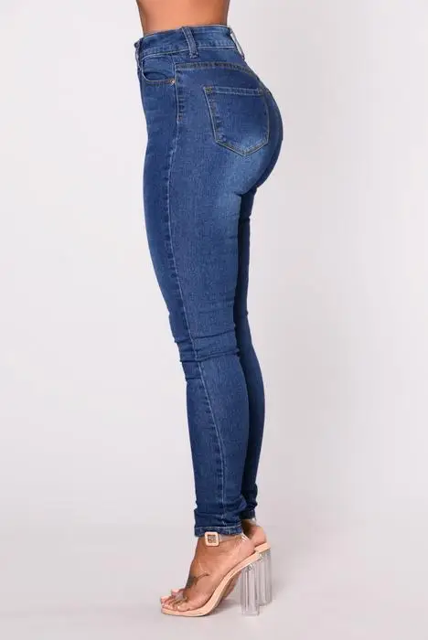 Ladies Slim Fit High Stretch Blue Jeans Pencil Pants — feature 13