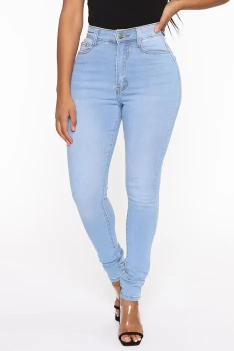 Ladies Slim Fit High Stretch Blue Jeans Pencil Pants — feature 15
