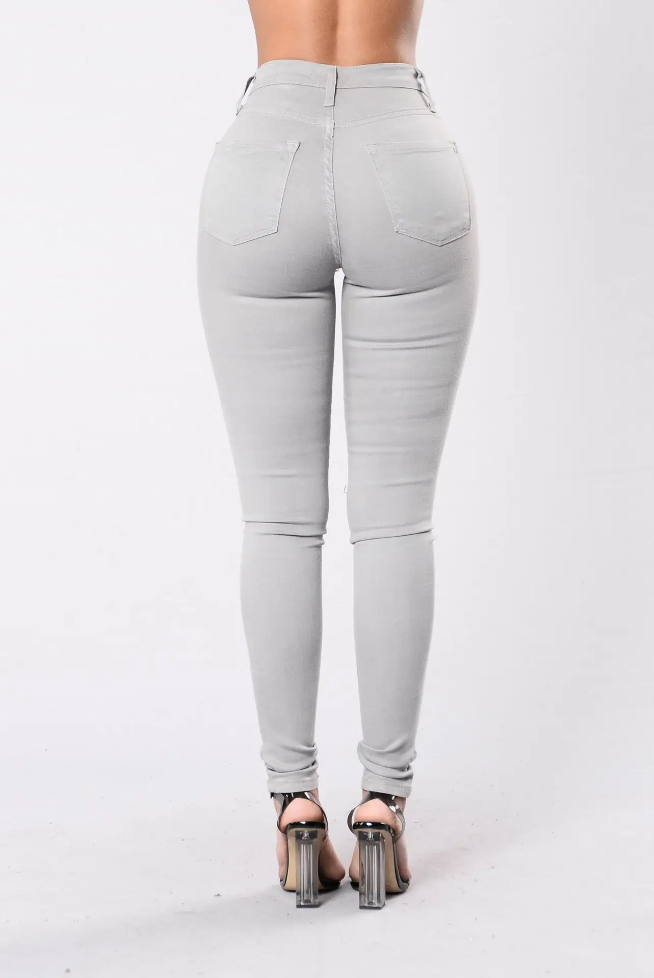 Ladies Slim Fit High Stretch Blue Jeans Pencil Pants — feature 23