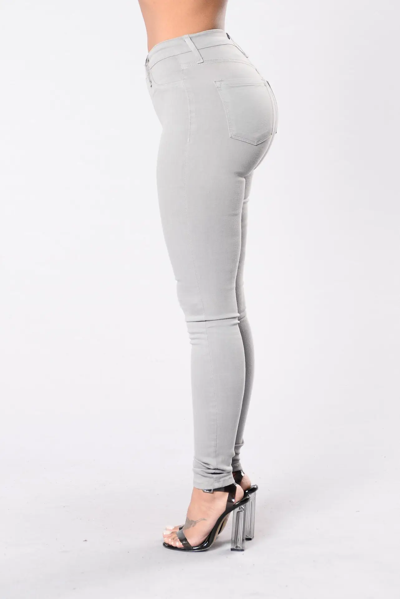 Ladies Slim Fit High Stretch Blue Jeans Pencil Pants — feature 27