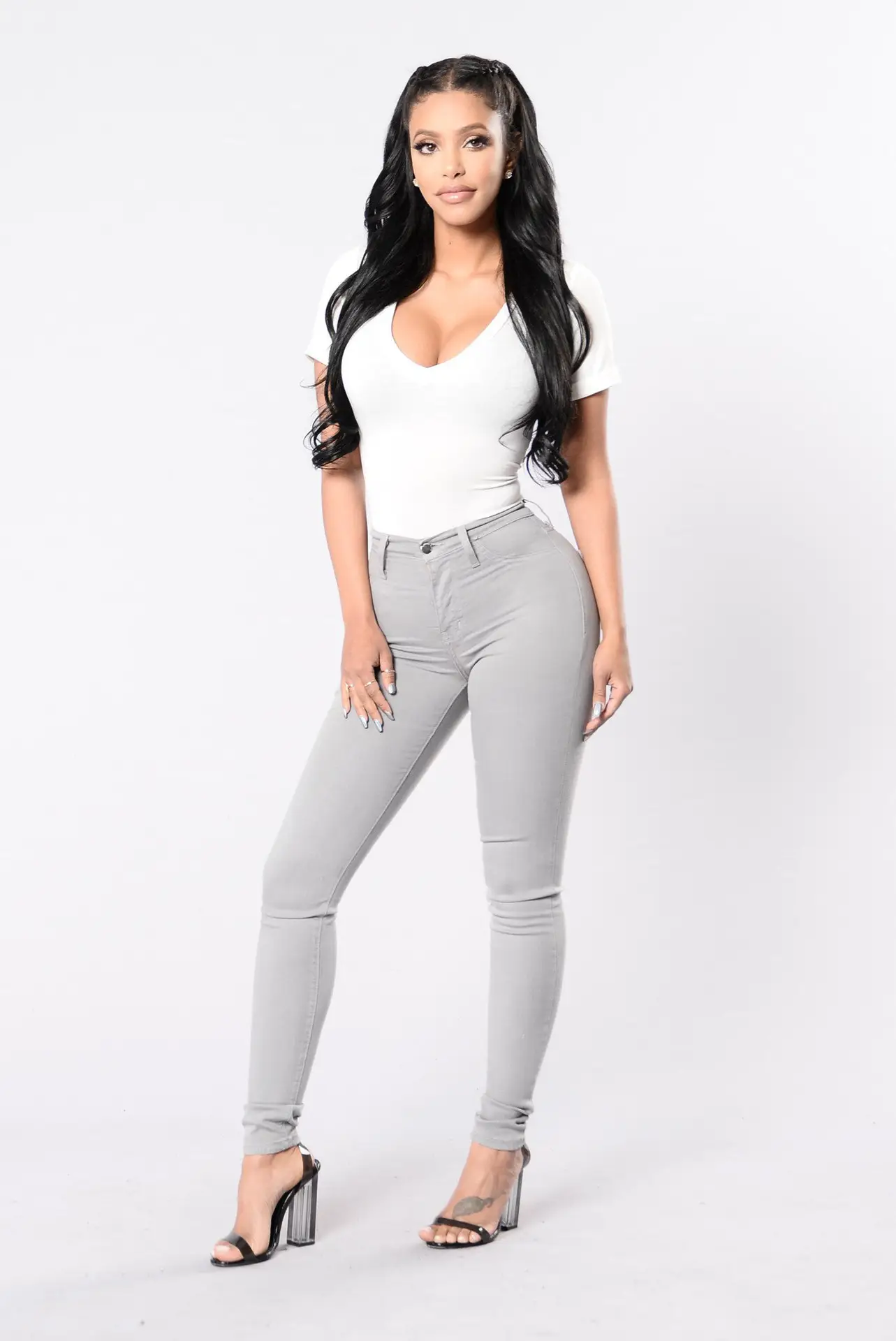 Ladies Slim Fit High Stretch Blue Jeans Pencil Pants — feature 22