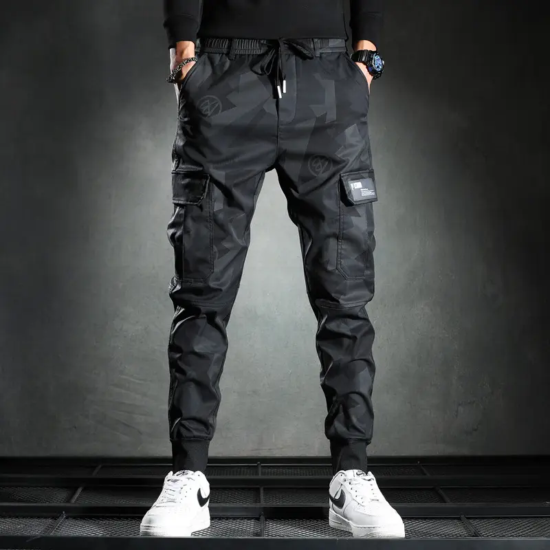 Men's 2021 Camo Slim Fit Casual Pants Black - Image 2