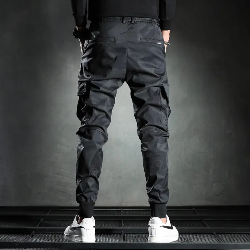 Men's 2021 Camo Slim Fit Casual Pants Black - Image 3