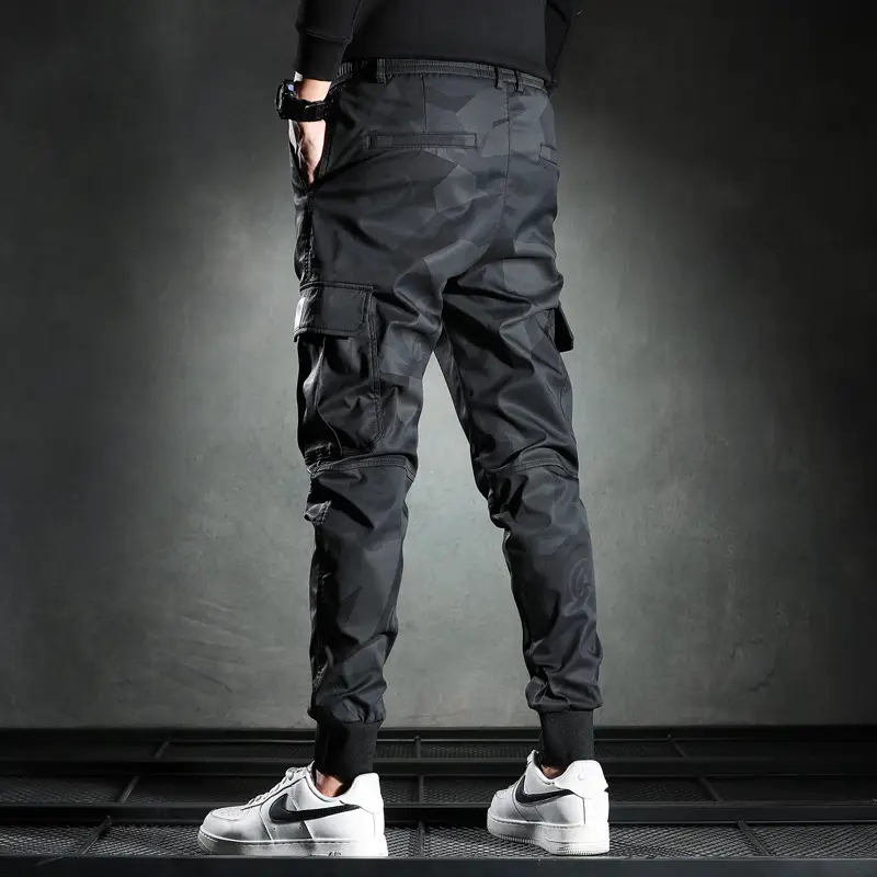 Men's 2021 Camo Slim Fit Casual Pants Black - Image 4