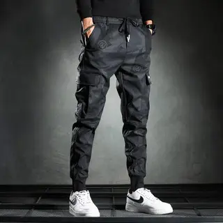 Men's 2021 Camo Slim Fit Casual Pants Black - Image 5