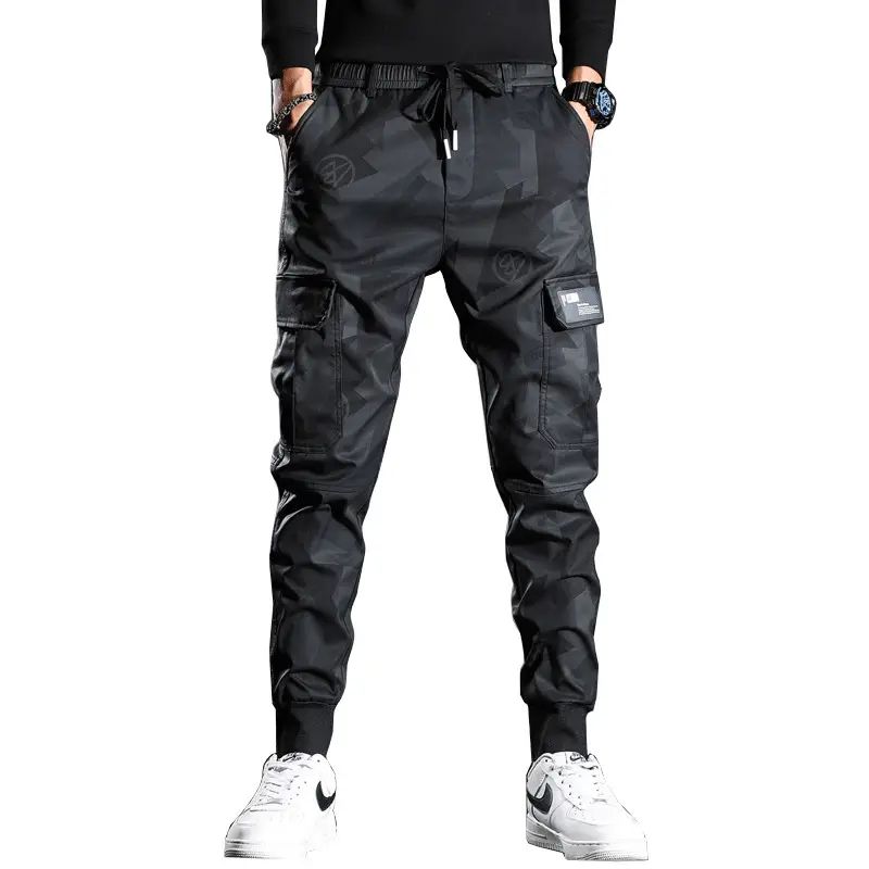Men's 2021 Camo Slim Fit Casual Pants Black - Image 6