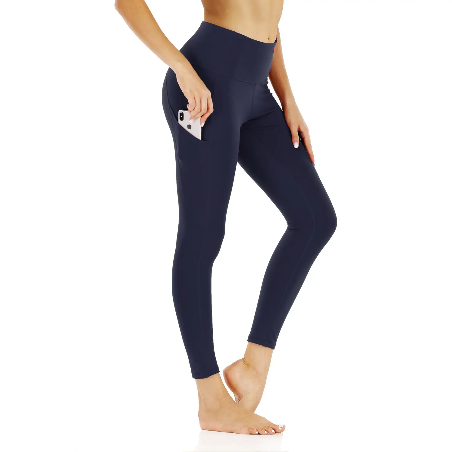 High-Waisted Sports Leggings Navy Blue Cross-Border Fit - Image 4