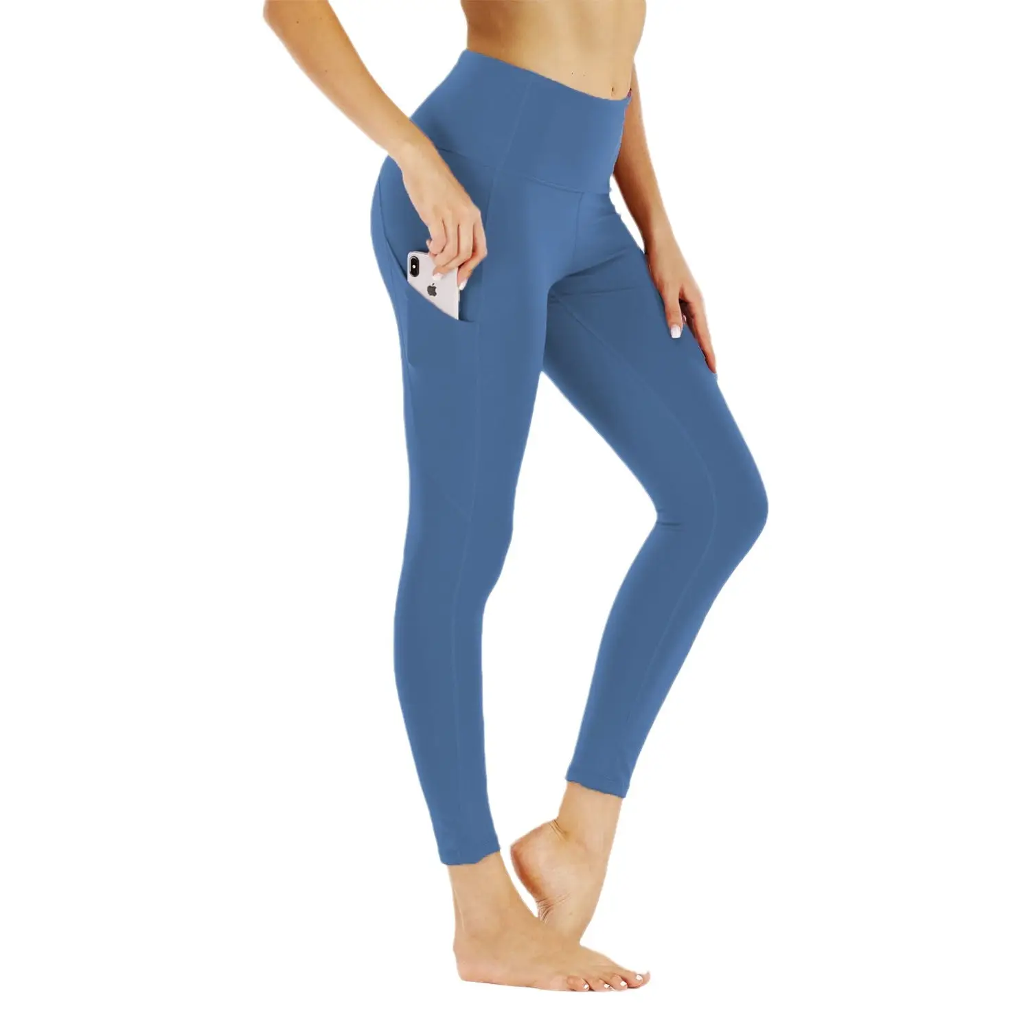 High-Waisted Sports Leggings Navy Blue Cross-Border Fit - Image 8