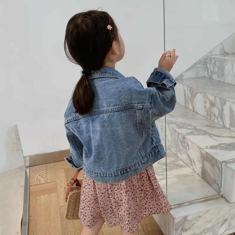 Girls Denim Jacket 2023 Spring Autumn New Korean Loose Baby Jacket Short Children's Unisex 99080 - Image 3