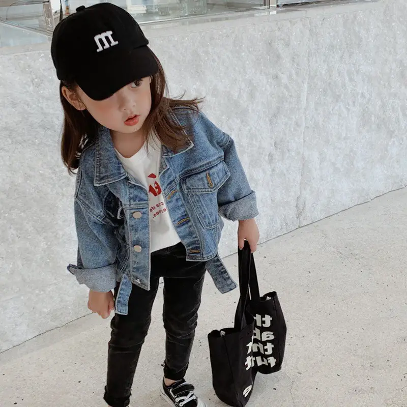 Girls Denim Jacket 2023 Spring Autumn New Korean Loose Baby Jacket Short Children's Unisex 99080 - Image 4
