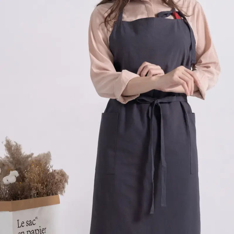 Cross-Border Ins Cotton Apron Large Size Hip Coverall Art Flower Barista Unisex Printable Logo - Image 21