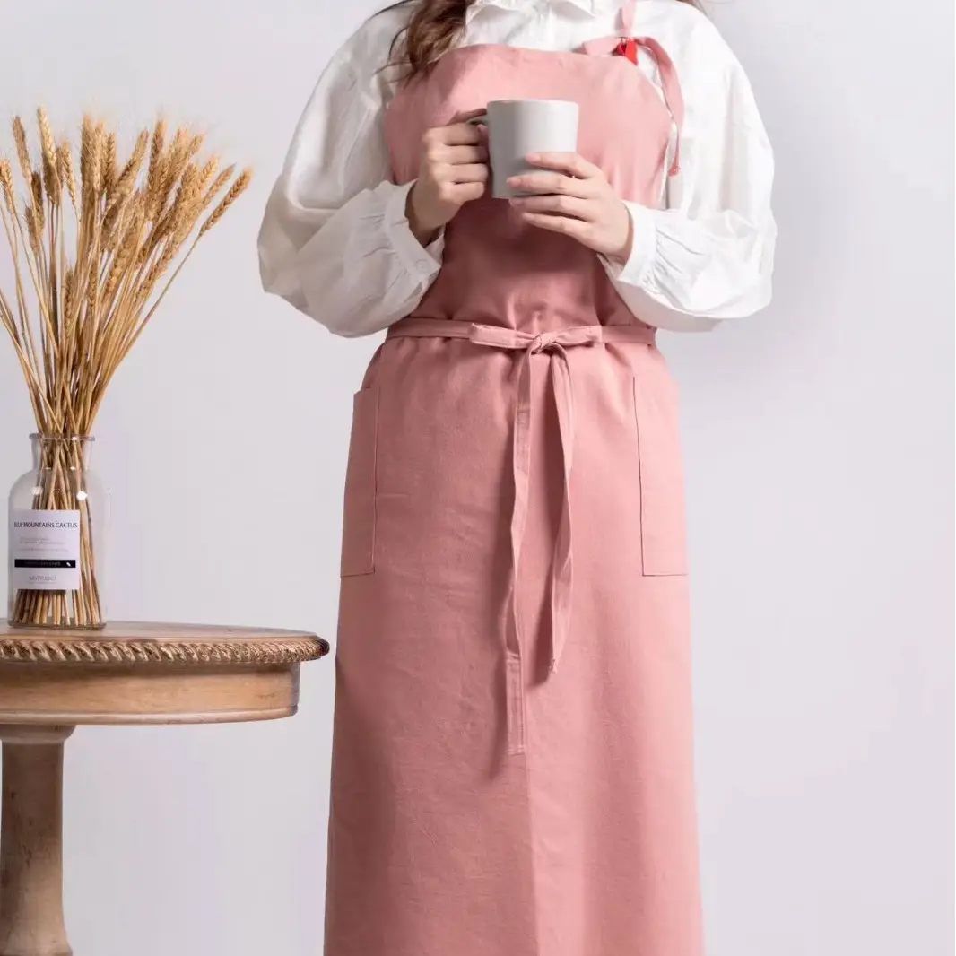 Cross-Border Ins Cotton Apron Large Size Hip Coverall Art Flower Barista Unisex Printable Logo - Image 22