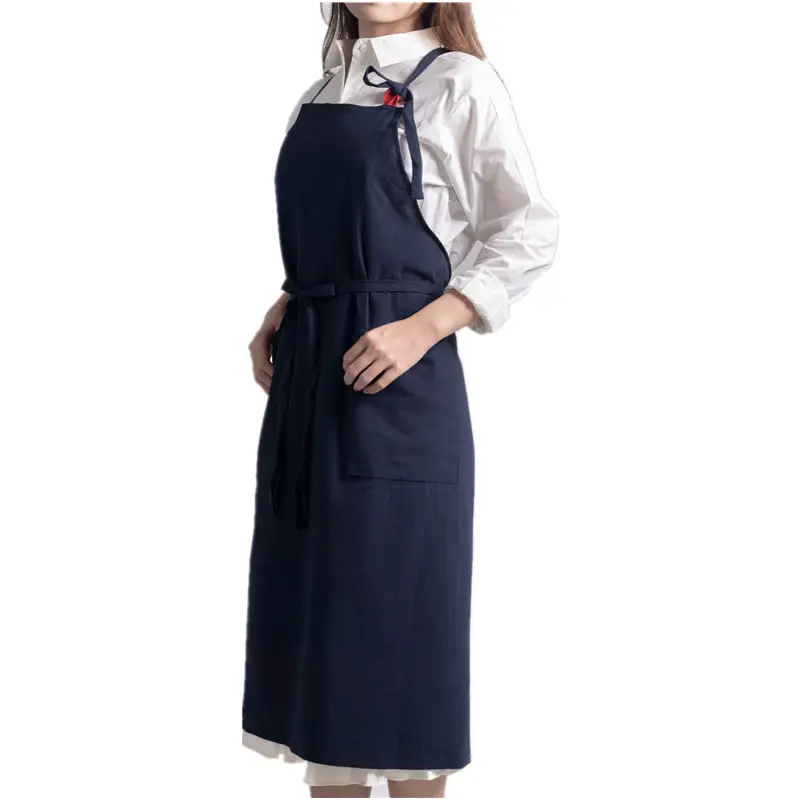 Cross-Border Ins Cotton Apron Large Size Hip Coverall Art Flower Barista Unisex Printable Logo - Image 23