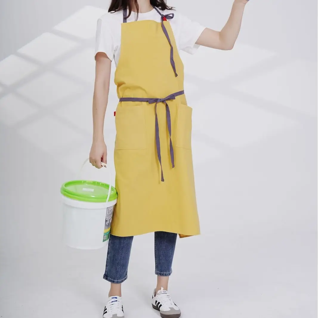 Cross-Border Ins Cotton Apron Large Size Hip Coverall Art Flower Barista Unisex Printable Logo - Image 10