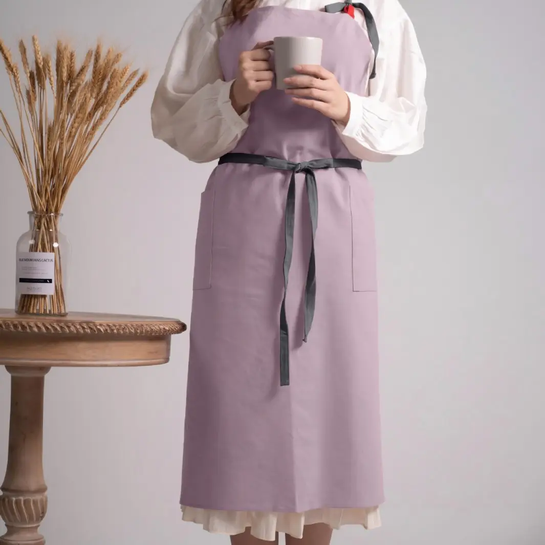 Cross-Border Ins Cotton Apron Large Size Hip Coverall Art Flower Barista Unisex Printable Logo - Image 13