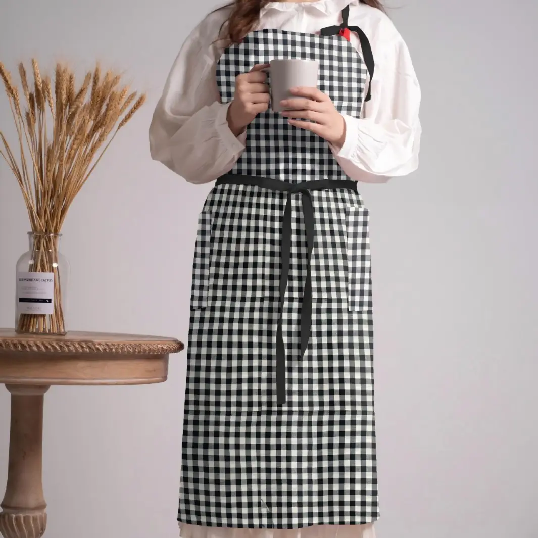 Cross-Border Ins Cotton Apron Large Size Hip Coverall Art Flower Barista Unisex Printable Logo - Image 16