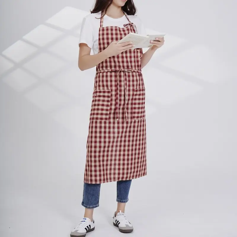 Cross-Border Ins Cotton Apron Large Size Hip Coverall Art Flower Barista Unisex Printable Logo - Image 17