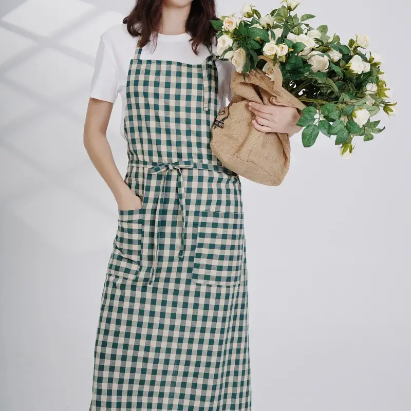 Cross-Border Ins Cotton Apron Large Size Hip Coverall Art Flower Barista Unisex Printable Logo - Image 18