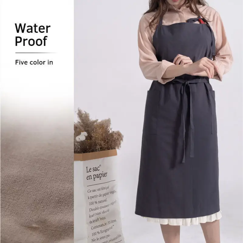 Cross-Border Ins Cotton Apron Large Size Hip Coverall Art Flower Barista Unisex Printable Logo - Image 2