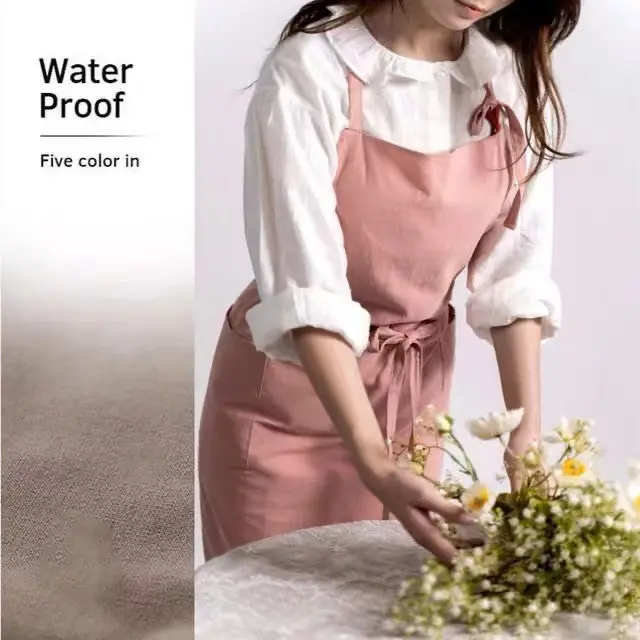 Cross-Border Ins Cotton Apron Large Size Hip Coverall Art Flower Barista Unisex Printable Logo - Image 5
