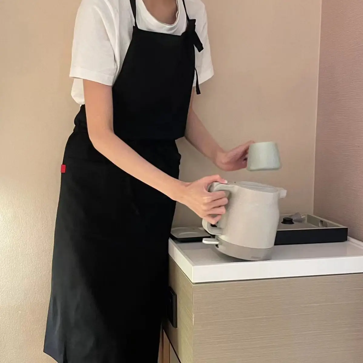 Cross-Border Ins Cotton Apron Large Size Hip Coverall Art Flower Barista Unisex Printable Logo - Image 6