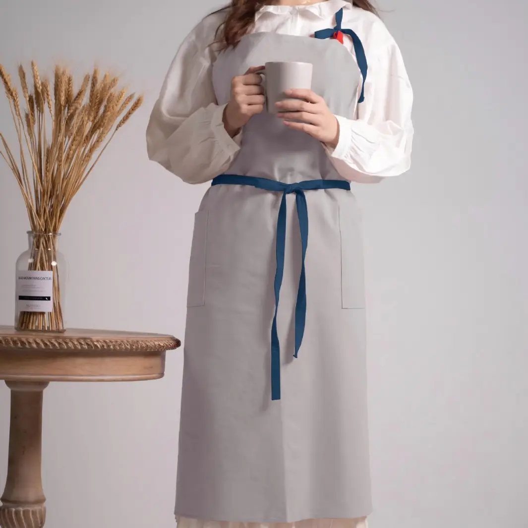 Cross-Border Ins Cotton Apron Large Size Hip Coverall Art Flower Barista Unisex Printable Logo - Image 8